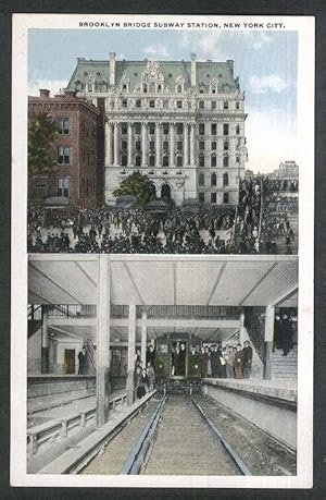 Image du vendeur pour Brooklyn Bridge Subway Station New York City NY postcard 1910s mis en vente par The Jumping Frog