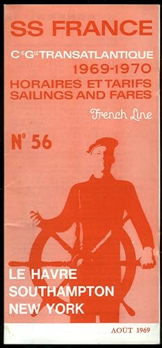 Seller image for French Line S S France Sailings & Fares Schedule 1969-70 Le Havre-NY for sale by The Jumping Frog