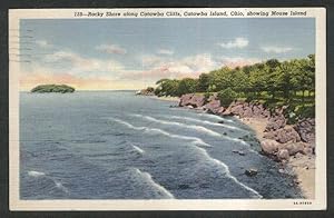 Imagen del vendedor de Rocky Shore along Catawba Cliffs Mouse Island Catawba Island OH postcard 1950 a la venta por The Jumping Frog
