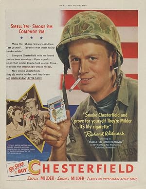 Cardboard lithograph advertisement for Chesterfield Cigarettes, signed Leo  Durocher
