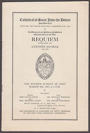 Seller image for Cathedral St John Divine Dvorak Requiem Fallen Soldiers Libretto 1919 World War for sale by The Jumping Frog