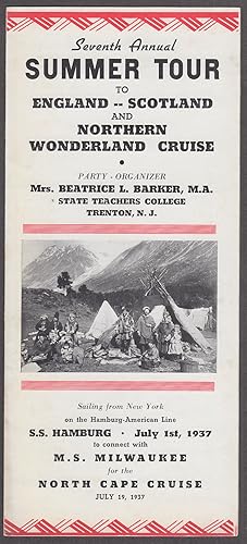 Bild des Verkufers fr S S Hamburg M S Milwaukee Summer Tour England-Scotland-N Cape folder 1937 zum Verkauf von The Jumping Frog