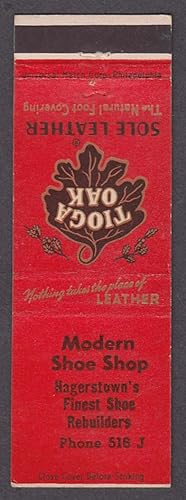 Seller image for Modern Shoe Shop Hagerstown PA Tioga Oak Sole Leather matchcover for sale by The Jumping Frog