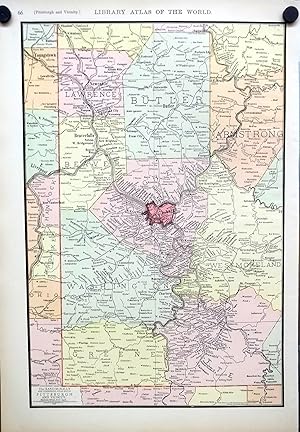 Imagen del vendedor de Pittsburgh Pennsylvania & Vicinity 1912 Rand McNally color Map with Railroads a la venta por The Jumping Frog