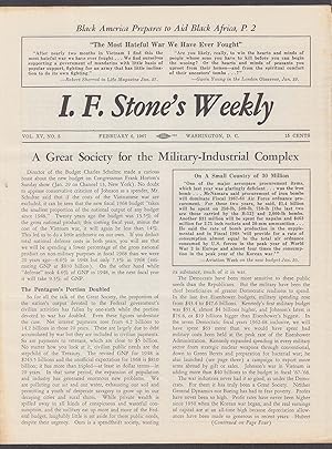 Immagine del venditore per I F STONE'S WEEKLY Vol XV #5 Military-Industrial Complex Aid for Africa 2/6 1967 venduto da The Jumping Frog