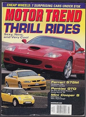 Seller image for MOTOR TREND Pontiac GTO Mini Cooper S Jaguar S-Type R road tests Ferrari 7 2002 for sale by The Jumping Frog