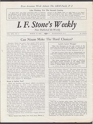 Immagine del venditore per I F STONE'S WEEKLY Vol XVII #5 Nixon Military-Industrial Complex 3/10 1969 venduto da The Jumping Frog