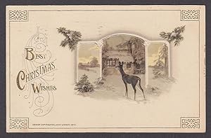 Imagen del vendedor de Deer motif Christmas Wishes embossed postcard 1913 a la venta por The Jumping Frog