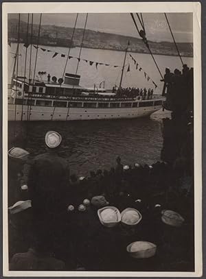 Seller image for WAC Band on yacht greets sailors at SF CA Embarkation Point 2/25 1946 #2 for sale by The Jumping Frog