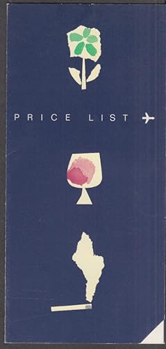 Seller image for Swissair Price List beverages chocolate perfume hosiery cigarettes 1967 for sale by The Jumping Frog