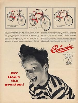 Seller image for My Dad's the greatest! Columbia Bicycle ad 1959 Apache Fire Arrow Lightweight L for sale by The Jumping Frog