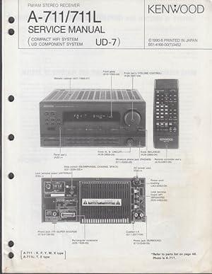 Seller image for ORIGINAL Service Manual: Kenwood A-711 A-711L UD-7 AM/FM Stereo Receiver 1990 for sale by The Jumping Frog