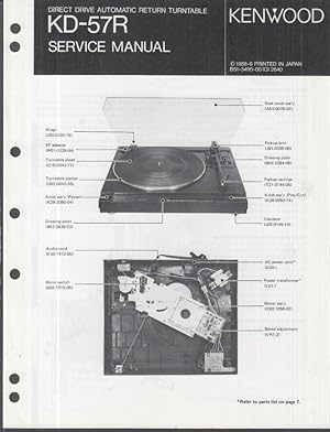 Seller image for ORIGINAL Service Manual: Kenwood Model KD-57R Automatic Turntable 1988 for sale by The Jumping Frog