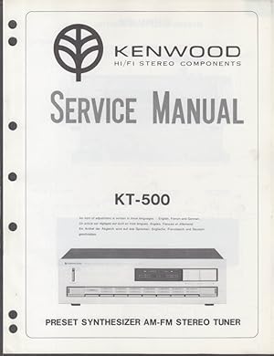 Seller image for ORIGINAL Service Manual: Kenwood Model KT-500 AM/FM Stereo Tuner 1980 for sale by The Jumping Frog