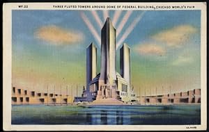 Immagine del venditore per 3 Fluted Towers around Dome of Federal Bldg Chicago World's Fair postcard 1933 venduto da The Jumping Frog