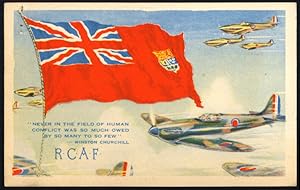 Imagen del vendedor de RCAF Royal Canadian Air Force Spitfire fighter postcard 1940s a la venta por The Jumping Frog