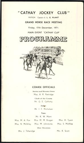 Seller image for Cathay Jockey Club Grand Horse Race Meeting joke program 12/17 1871 Cathay Cup for sale by The Jumping Frog