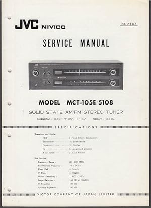 Seller image for JVC NIVCO Model MCT-105E / 5108 AM-FM Stereo Tuner Service Manual for sale by The Jumping Frog