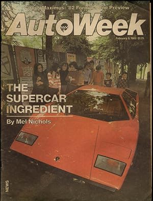 Bild des Verkufers fr AutoWeek 2/8 1982 F1 Preview; Countach; Vantage Ferrari 512BB Khamsin + zum Verkauf von The Jumping Frog