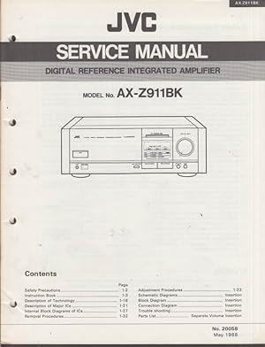 Seller image for JVC AX-Z911BK Digital Reference Integrated Amplifier ORIGINAL Service Manual '88 for sale by The Jumping Frog