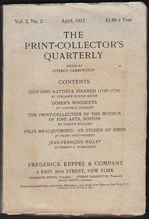 Image du vendeur pour The PRINT-COLLECTOR"S QUARTERLY 4 1912 Durer Bracquemond Piranesi Millet mis en vente par The Jumping Frog