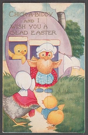 Image du vendeur pour Chick family living in Egg-shaped House Easter postcard 1920 mis en vente par The Jumping Frog