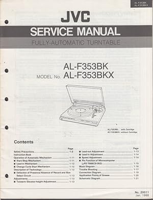 Seller image for JVC AL-F353BK AL-F3535BKX Automatic Turntable ORIGINAL Service Manual 1988 for sale by The Jumping Frog