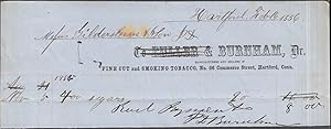 Immagine del venditore per Fuller & Burnham Fine Cut & Smoking Tobacco invoice Hartford CT 1856 venduto da The Jumping Frog