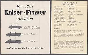 Seller image for 1951 Kaiser-Frazer presents folder & card Kaiser Frazer Henry J tease for sale by The Jumping Frog