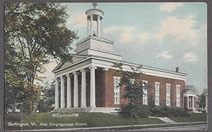 Seller image for The First Congregational Church in Burlington VT postcard ca 1910 for sale by The Jumping Frog