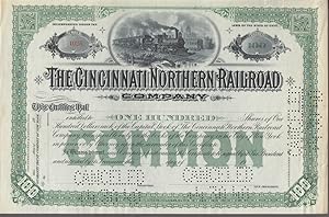 Seller image for Cincinnati Northern Railroad 100 share stock certificate unissued ca 1890 for sale by The Jumping Frog