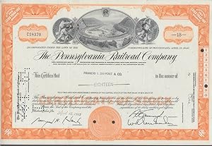 Seller image for Pennsylvania Railroad stock certificate Eighteen Shares 1964 for sale by The Jumping Frog