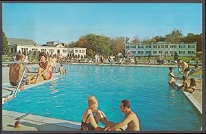 Seller image for Bathers at swimming pool Grand Lake Lodge Lebanon CT postcard 1970 for sale by The Jumping Frog
