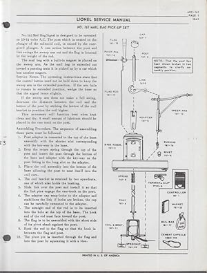Imagen del vendedor de Lionel O-Ga Electric Train Service Manual COPY #161 Mail Bag Pickup Set 1961 a la venta por The Jumping Frog
