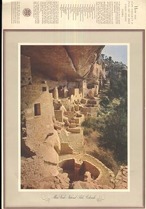 Seller image for Ansel Adams color image Mesa Verde National Park CO for Calso Gasoline ca 1950 for sale by The Jumping Frog