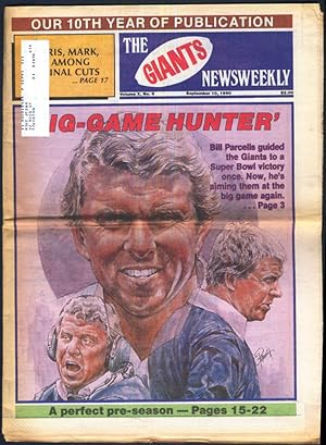 Bild des Verkufers fr The NEW YORK GIANTS NEWSWEEKLY 9/10 1990 Bill Parcells; Carthon; Landeta &c zum Verkauf von The Jumping Frog