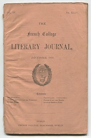 Image du vendeur pour The French College Literary Journal - December 1870 (Vol. IV, No. XXIV) mis en vente par Between the Covers-Rare Books, Inc. ABAA