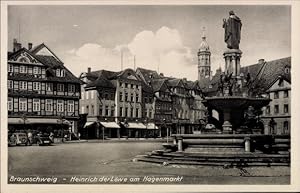 Bild des Verkufers fr Ansichtskarte / Postkarte Braunschweig in Niedersachsen, Heinrich der Lwe am Hagenmarkt, Heinrichsbrunnen zum Verkauf von akpool GmbH