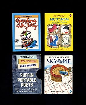 Bild des Verkufers fr PUFFIN PORTABLE POETS - BRIAN PATTEN 'GARGLING WITH JELLY', ROGER McGOUGH 'SKY IN THE PIE', KIT WRIGHT 'HOT DOG and Other Poems' - Miniature book set in card slipcase zum Verkauf von Orlando Booksellers