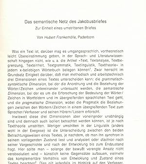 Imagen del vendedor de Das semantische Netz des Jakobusbriefes. Zur Einheit eines umstrittenen Briefes (Sonderdruck) a la venta por Paderbuch e.Kfm. Inh. Ralf R. Eichmann