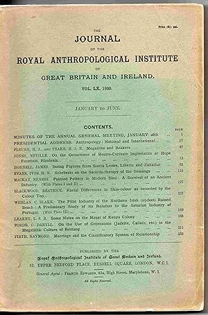The Journal of the Royal Anthropological Institute of Great Britain and Ireland. Vol. IX 1930 Jan...