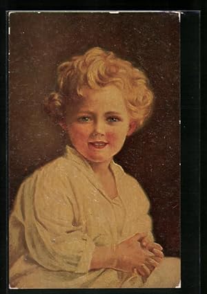 Künstler-Ansichtskarte Degi Nr. 510: Guten Morgen - Lächelnder Knabe mit blondem Lockenkopf