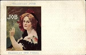 Künstler Ansichtskarte / Postkarte Gervais, P., Collection Job, Calendrier 1910, Dame mit Zigaret...