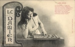 Ansichtskarte / Postkarte Les Jeux, Le Damier, Dame, Brettspiel