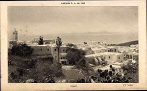 Bild des Verkufers fr Ansichtskarte / Postkarte Tunis Tunesien, Panorama, Sicht ber Huser auf Meer und Insel zum Verkauf von akpool GmbH