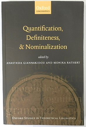 Bild des Verkufers fr Quantification, Definiteness, and Nominalization (Oxford Studies in Theoretical Linguistics, 24) zum Verkauf von PsychoBabel & Skoob Books