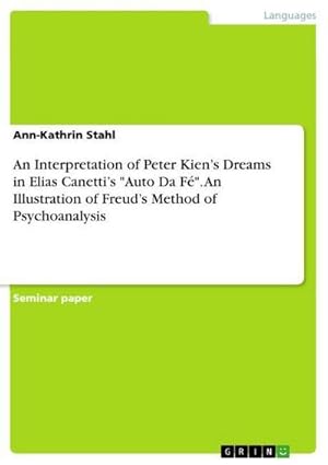 Bild des Verkufers fr An Interpretation of Peter Kiens Dreams in Elias Canettis "Auto Da F". An Illustration of Freuds Method of Psychoanalysis zum Verkauf von AHA-BUCH GmbH