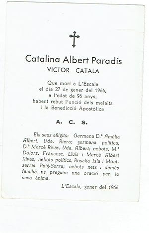 Recordatorio funerario de Catalina Albert Paradís (Victor Catala).