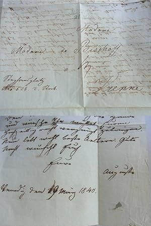 Bild des Verkufers fr Schriftstellerin Auguste von LITTROW (1819-1890): Brief VENEDIG 1840 an Mutter zum Verkauf von Versandantiquariat tucholsklavier