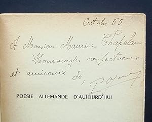 Imagen del vendedor de Posie allemande d'aujourd'hui - Arendt - Arp - Becher - Benn - Bergengruen - Brecht - Carossa - Frnberg - Hagelstange - Hermlin - Holthusen - Huchel - Hlsenbeck - Krolow - kuba - Nelly Sachs - Schneider - a la venta por Le Livre  Venir